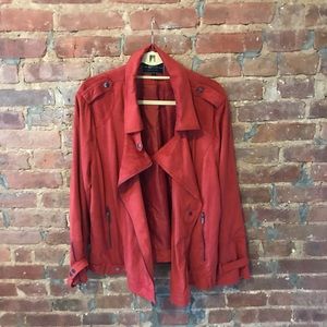 Nordstrom Suede Moto Jacket In Burnt Orange - 1X